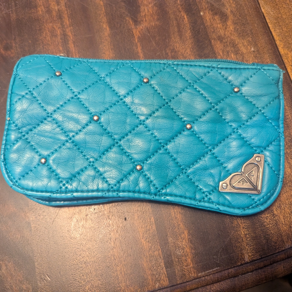 Quilted Blue Leather Clutch